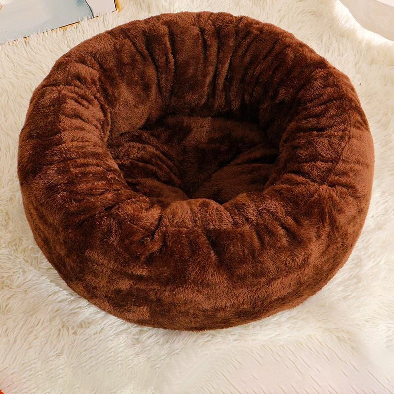 Long Plush Donut Style Pet Bed Warm Cushion Mat