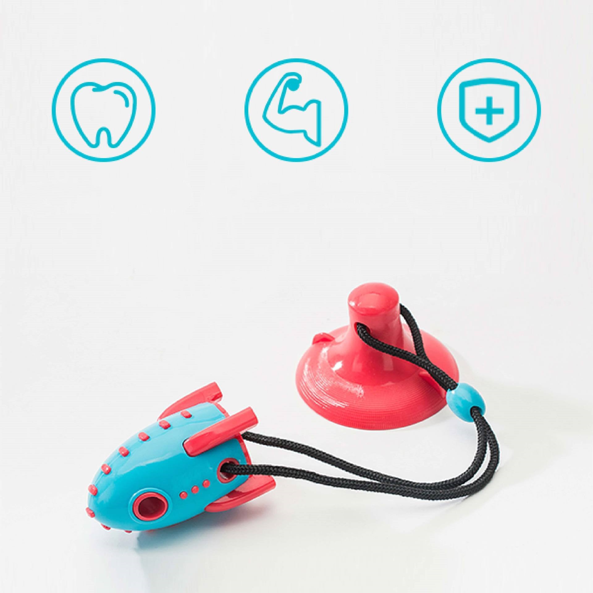 Rocket Shaped Pet Toy With Treat Dispensing Bite Resistant