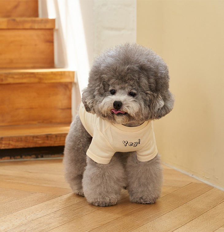 Korean Style Cotton Short Sleeve Pet T Shirt Refreshing Print