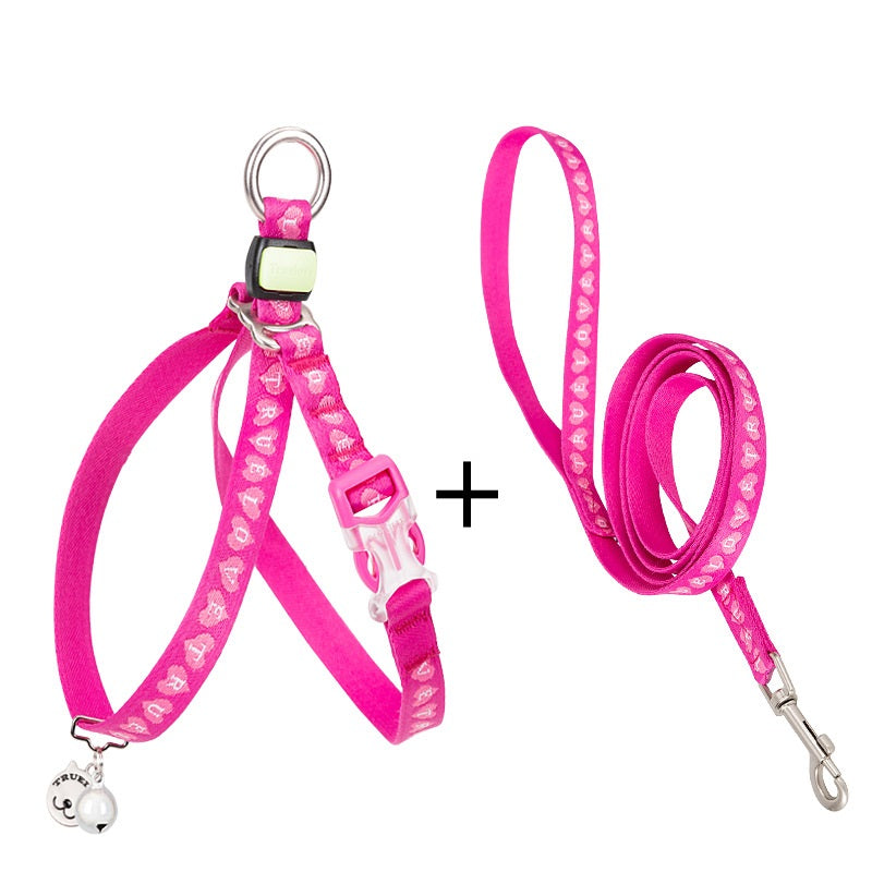 Pet Chest Strap Vest With Bell Leash Package For Small Pets