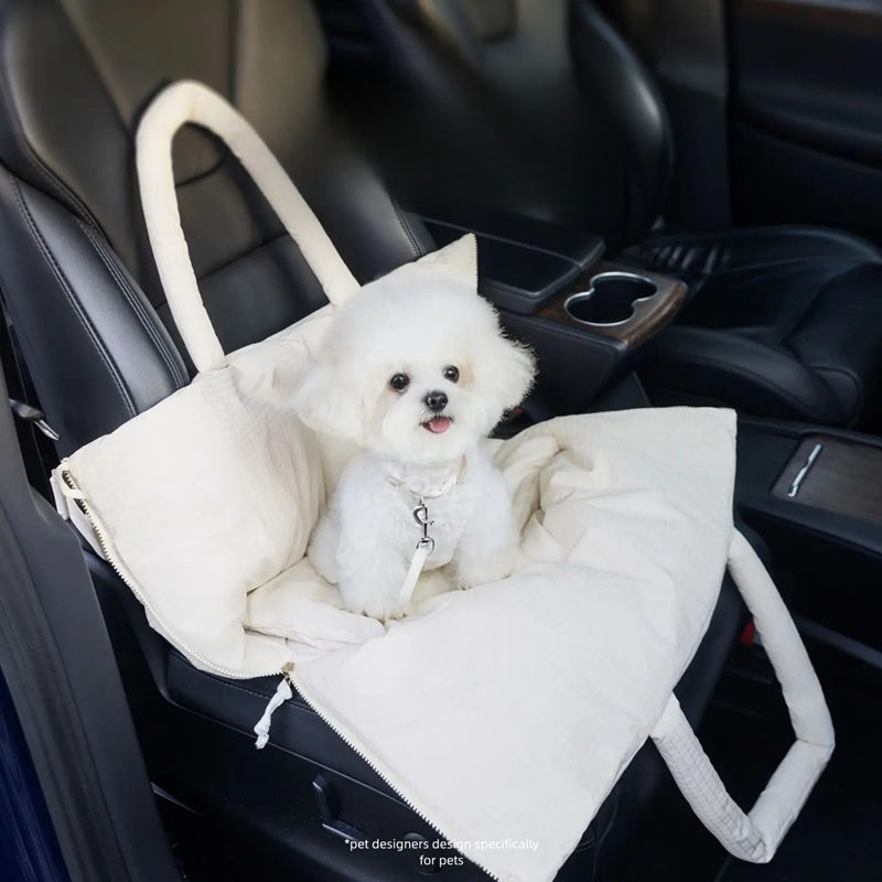 Pet Car Seat Carrier Adjustable Safety Leash Portable Console Travel Seat