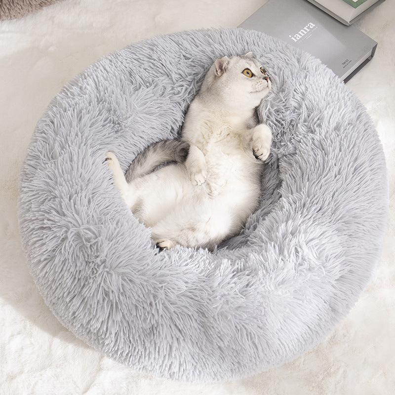 Round Cotton Pet Winter Sleeping Bed For Warm Comfort