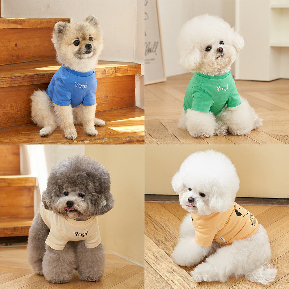 Korean Style Cotton Short Sleeve Pet T Shirt Refreshing Print
