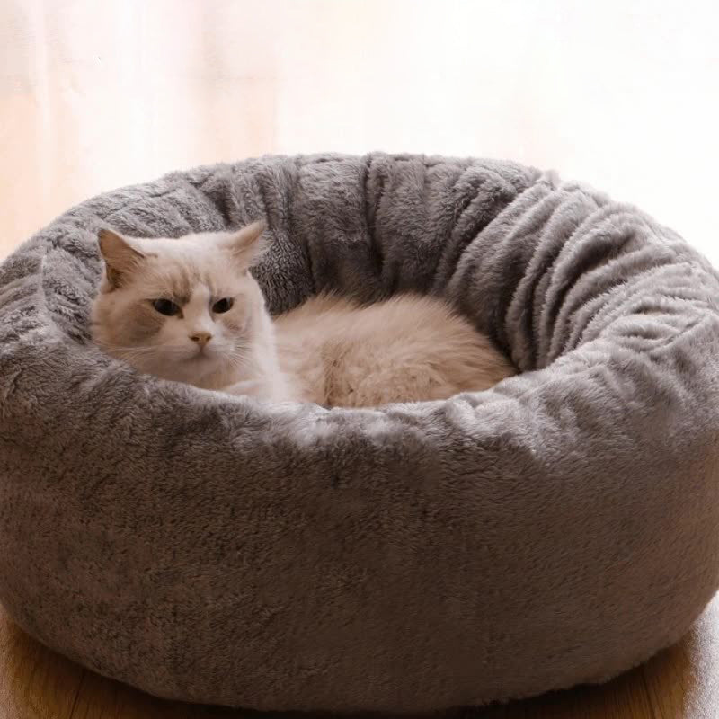 Long Plush Donut Style Pet Bed Warm Cushion Mat