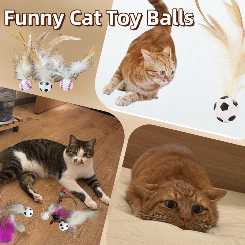 Interactive Pet Toy Balls With Feather Bouncy Design