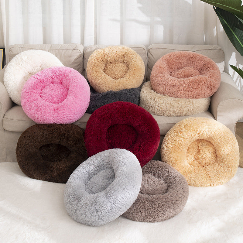 Round Cotton Pet Winter Sleeping Bed For Warm Comfort
