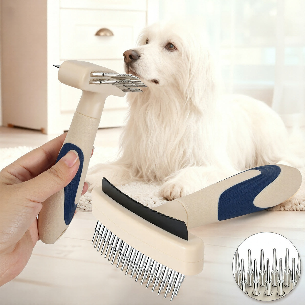 Pet Grooming Brush Detangling Loose Hair Removal Tool