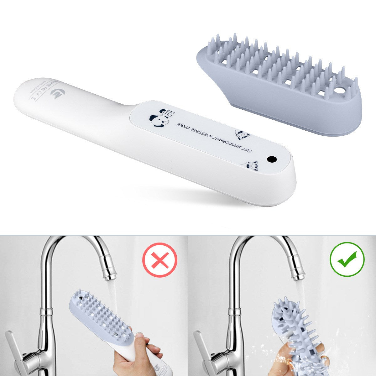 Silicone Pet Massage Grooming Brush Deodorizing Hair Removal Tool