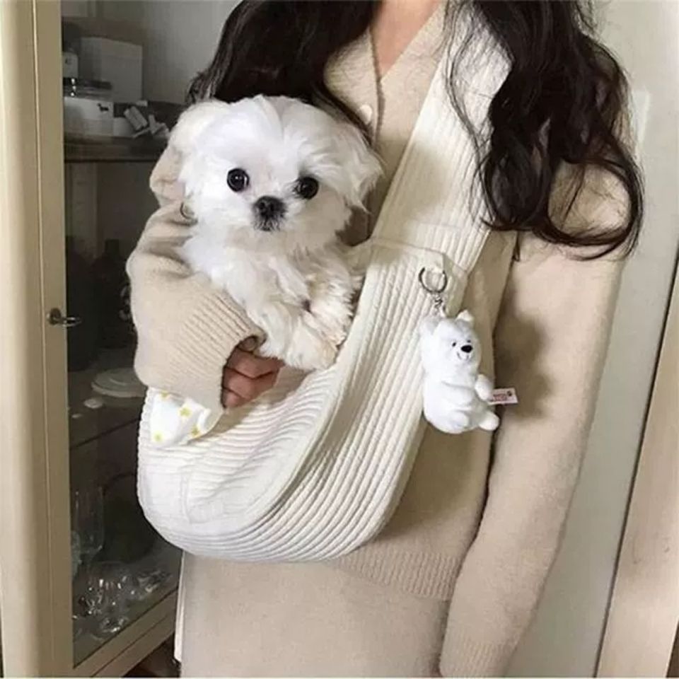 Handmade Canvas Pet Carrier Bag Breathable Travel Shoulder Tote