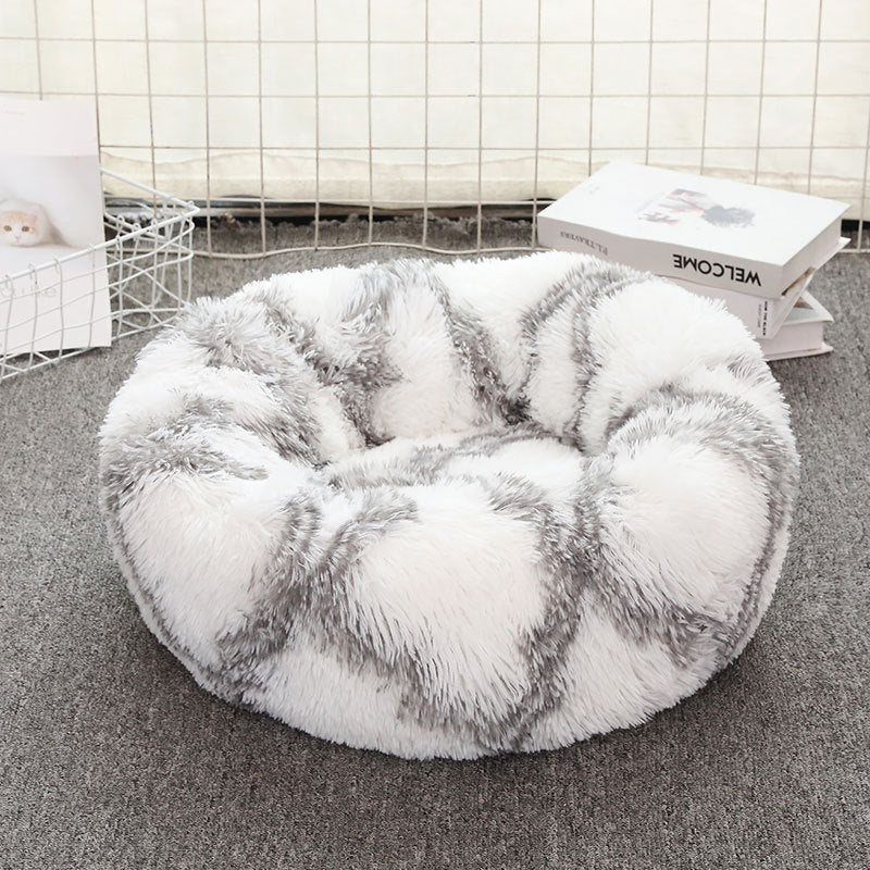 Soft Thick Cotton Plush Round Pet Bed For Comfort Sleep