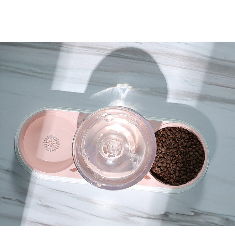 Pet Plastic Automatic Feeding Water Dispenser Bowl Set