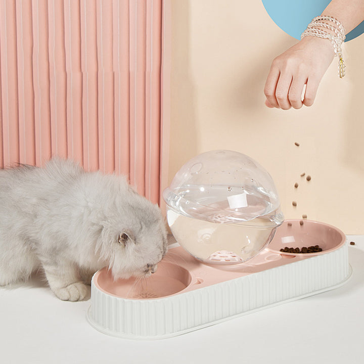 Pet Plastic Automatic Feeding Water Dispenser Bowl Set