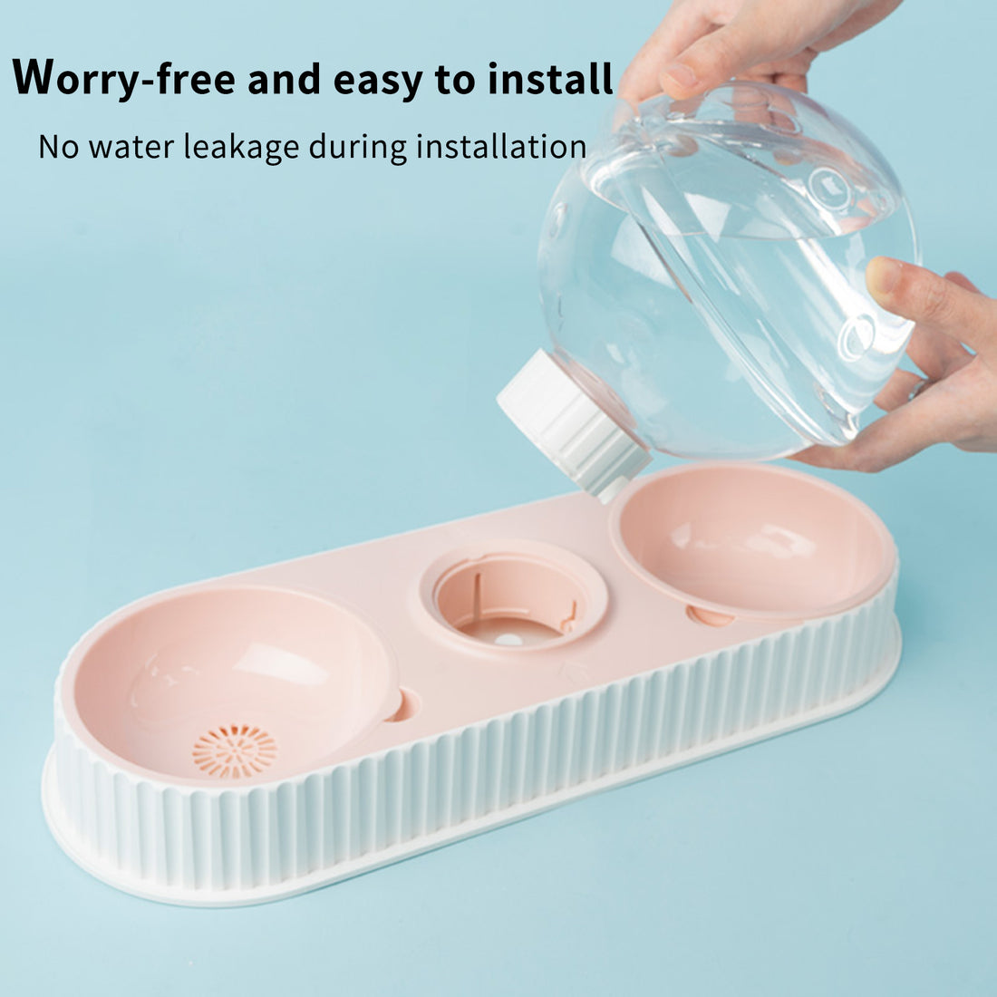 Pet Plastic Automatic Feeding Water Dispenser Bowl Set