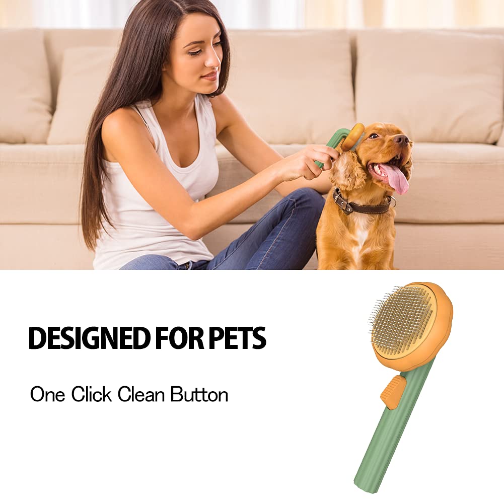Pumpkin Style Pet Grooming Self Cleaning Slicker Brush