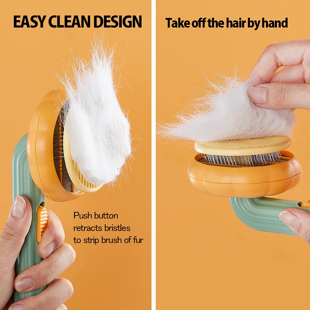 Pumpkin Style Pet Grooming Self Cleaning Slicker Brush