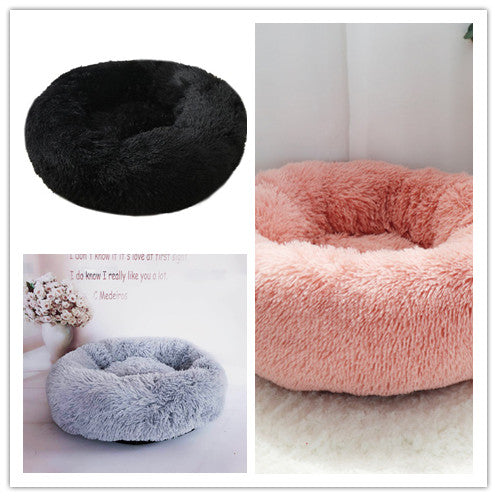 Soft Thick Cotton Plush Round Pet Bed For Comfort Sleep