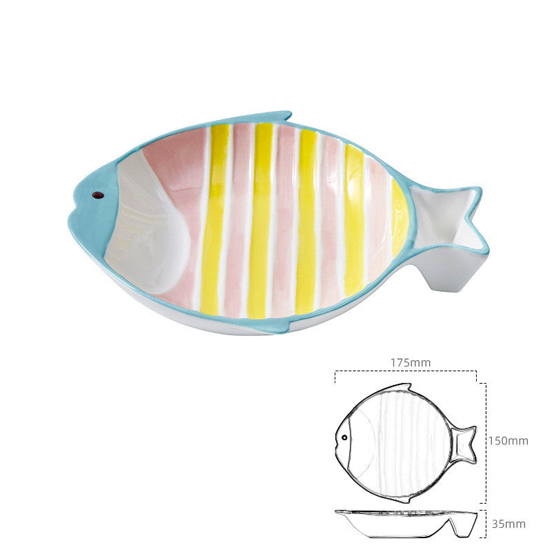 Fish Shaped Ceramic Pet Feeding Bowl For Food And Water