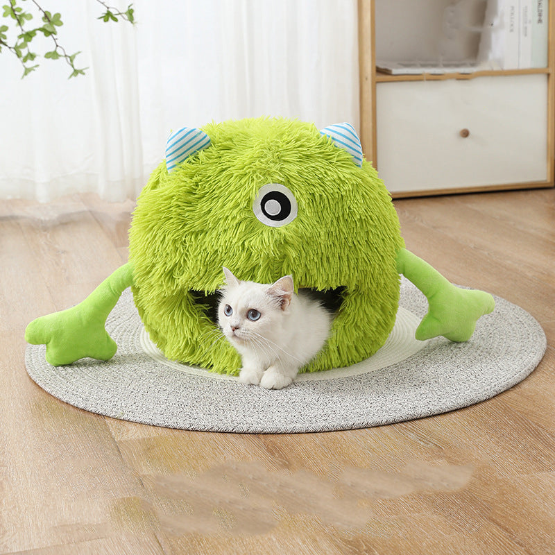 Machine Washable Fluffy Round Pet Bed Self Warming Cushion