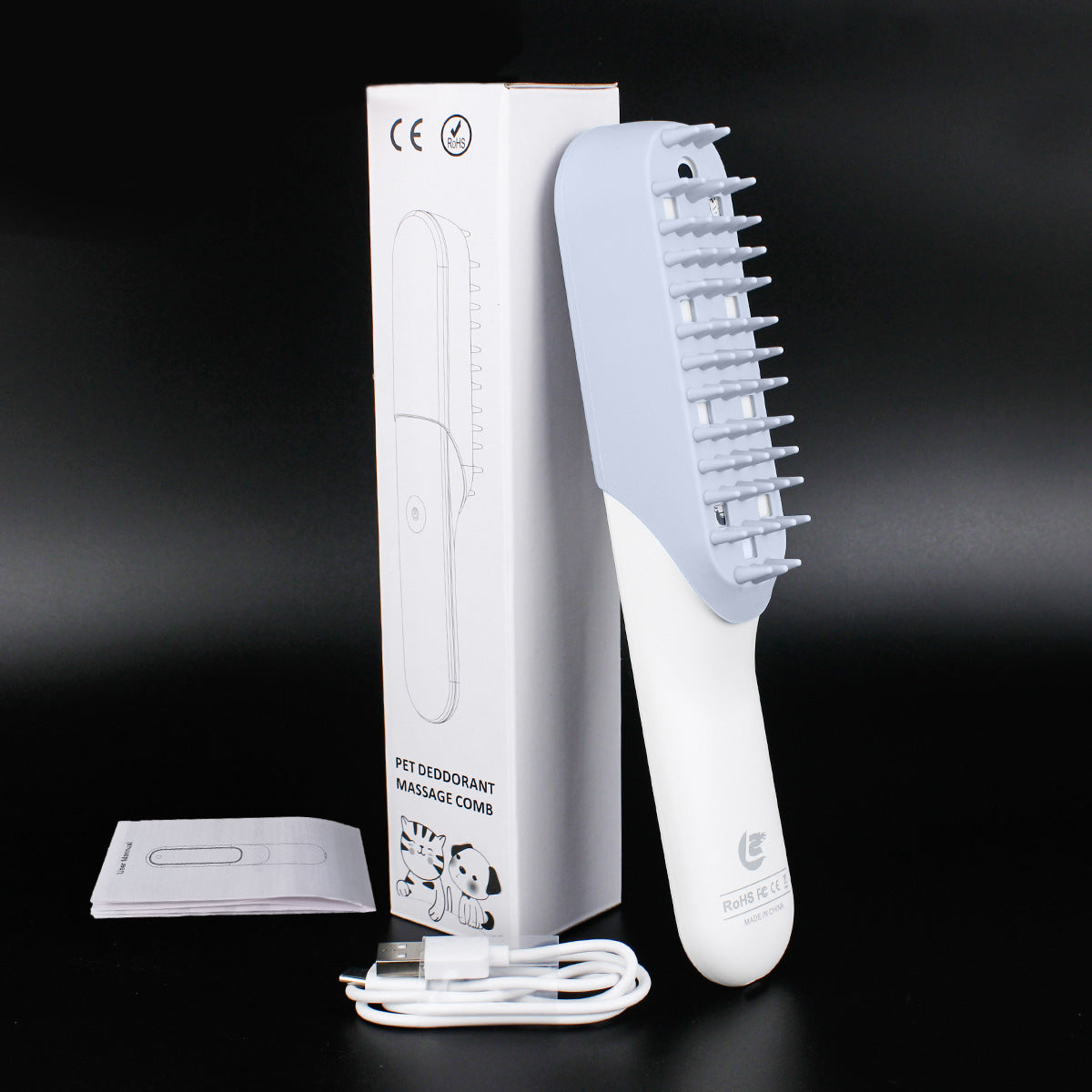 Silicone Pet Massage Grooming Brush Deodorizing Hair Removal Tool