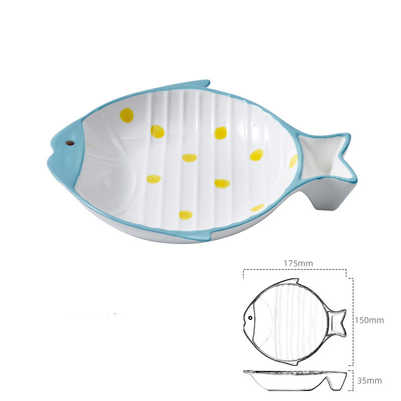 Fish Shaped Ceramic Pet Feeding Bowl For Food And Water
