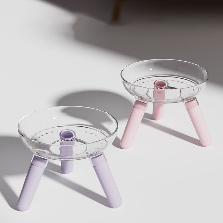 Transparent Glass Pet Feeding And Water Bowl Anti Knock Design