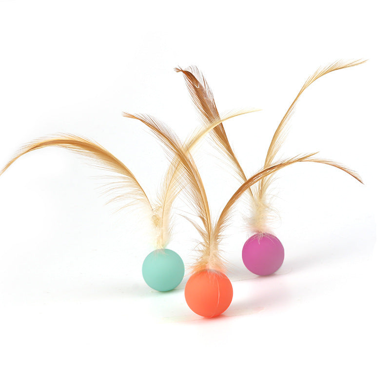 Interactive Pet Toy Balls With Feather Bouncy Design