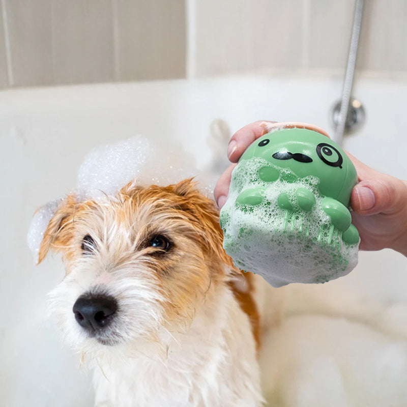 Silicone Pet Bath Brush With Massage And Wash Function