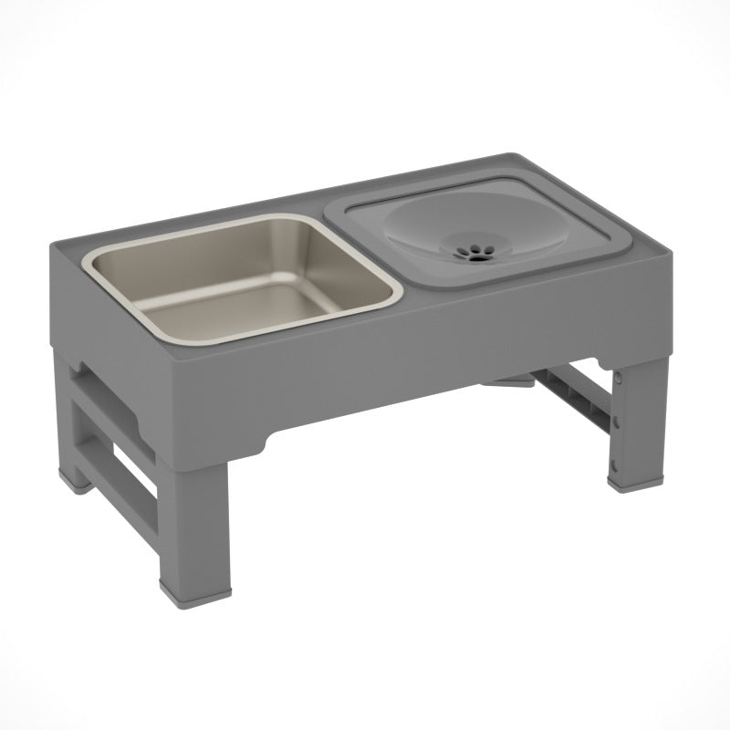 Adjustable Height Stainless Steel Pet Double Feeding Bowl Stand