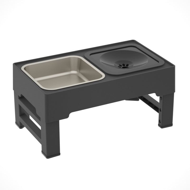 Adjustable Height Stainless Steel Pet Double Feeding Bowl Stand