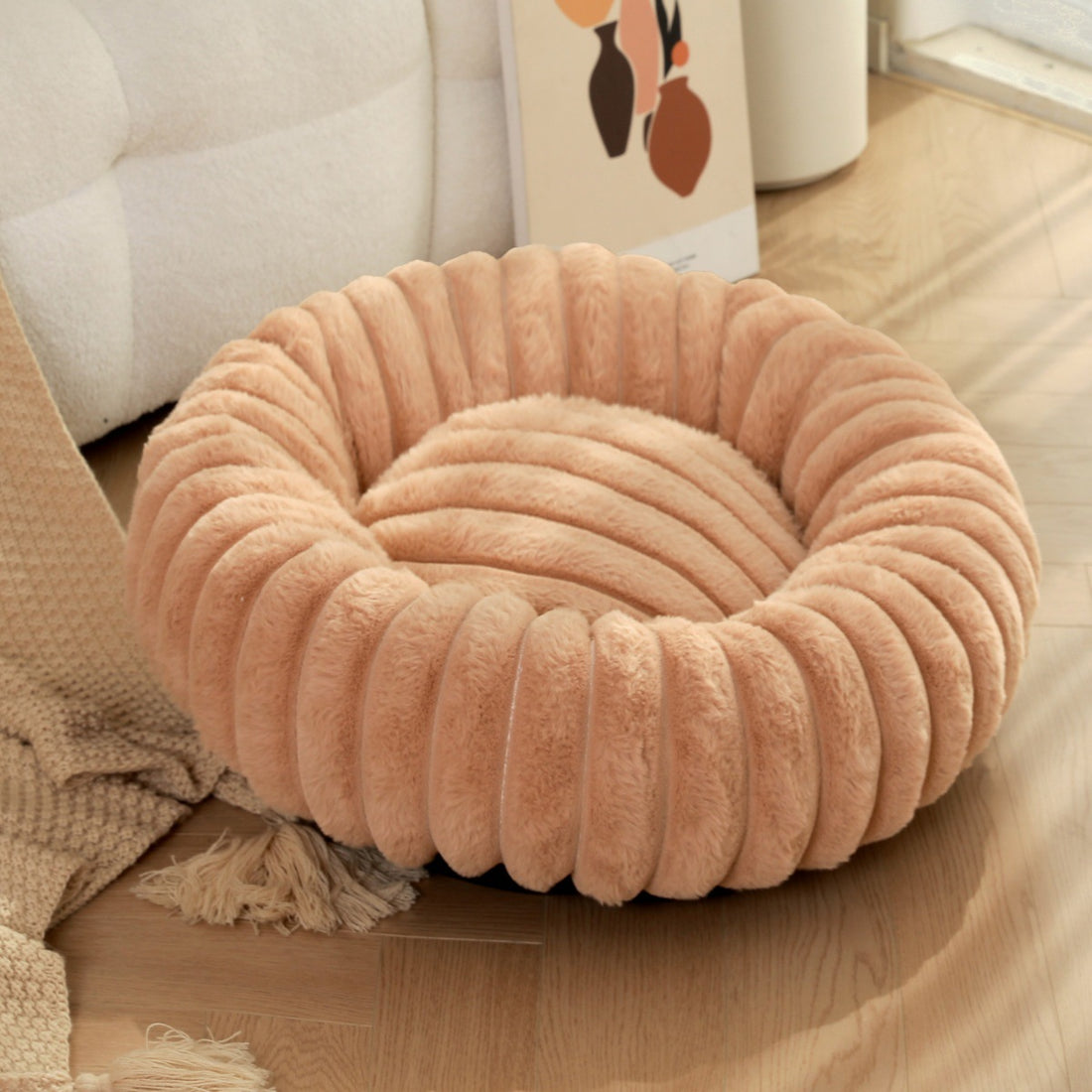 Plush Warm Round Pet Nest Bed Soft Winter Kennel