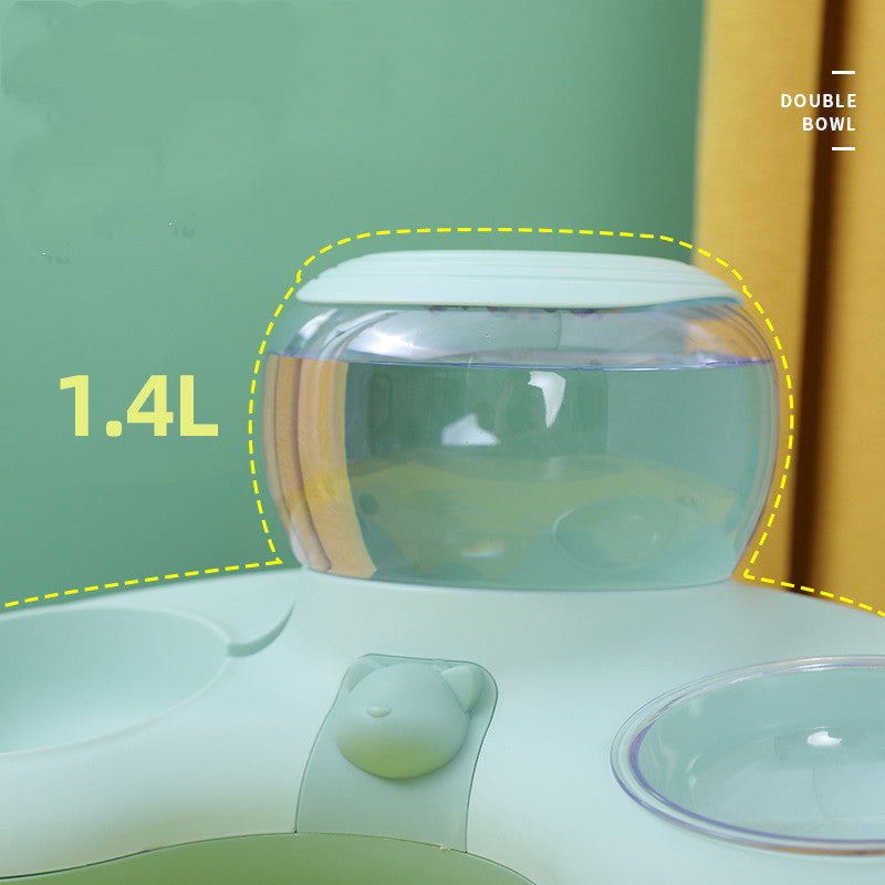 Pet Crescent Automatic Drinking Water Feeding Double Bowl
