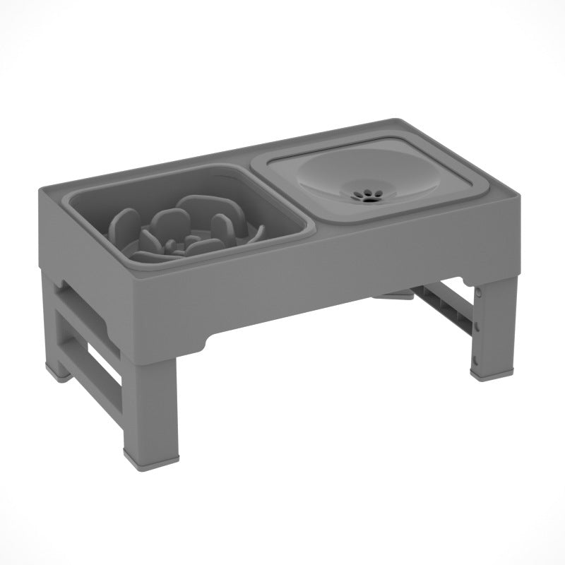 Adjustable Height Stainless Steel Pet Double Feeding Bowl Stand
