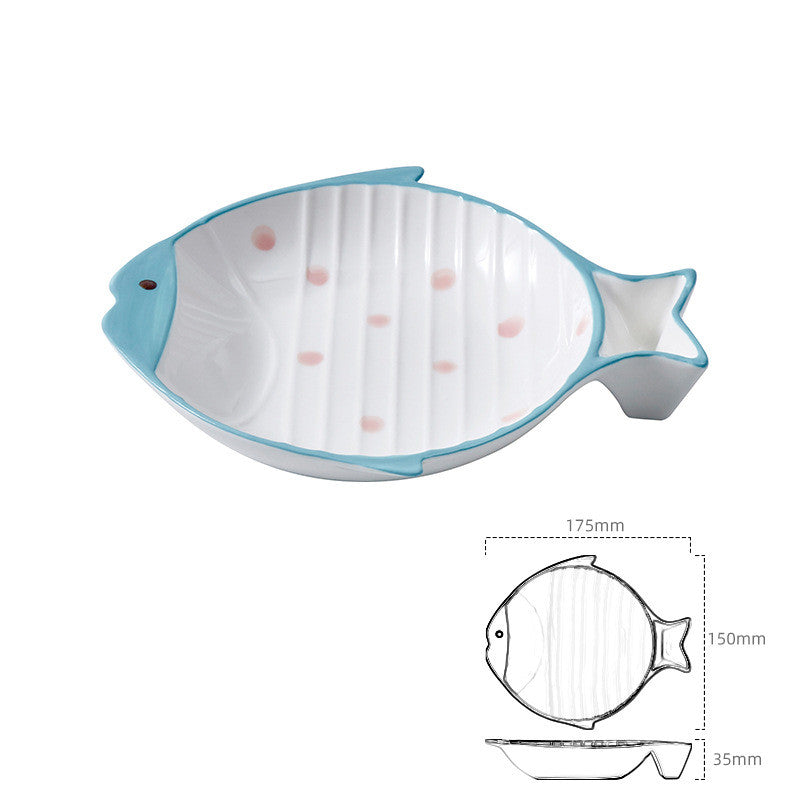 Fish Shaped Ceramic Pet Feeding Bowl For Food And Water