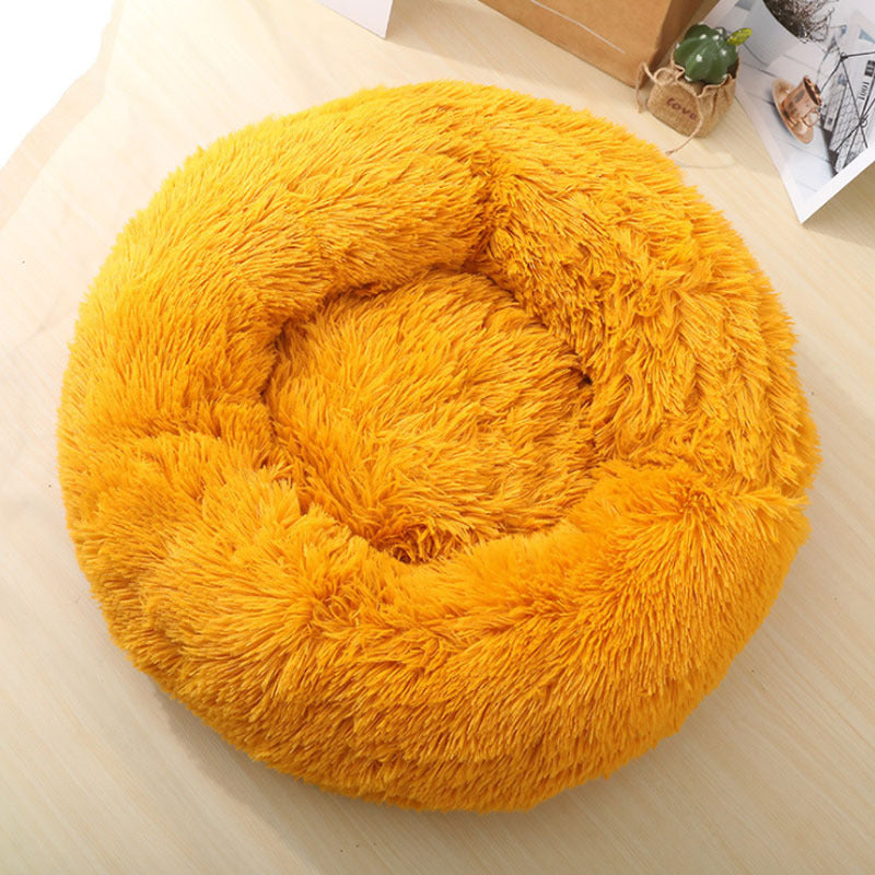 Soft Thick Cotton Plush Round Pet Bed For Comfort Sleep