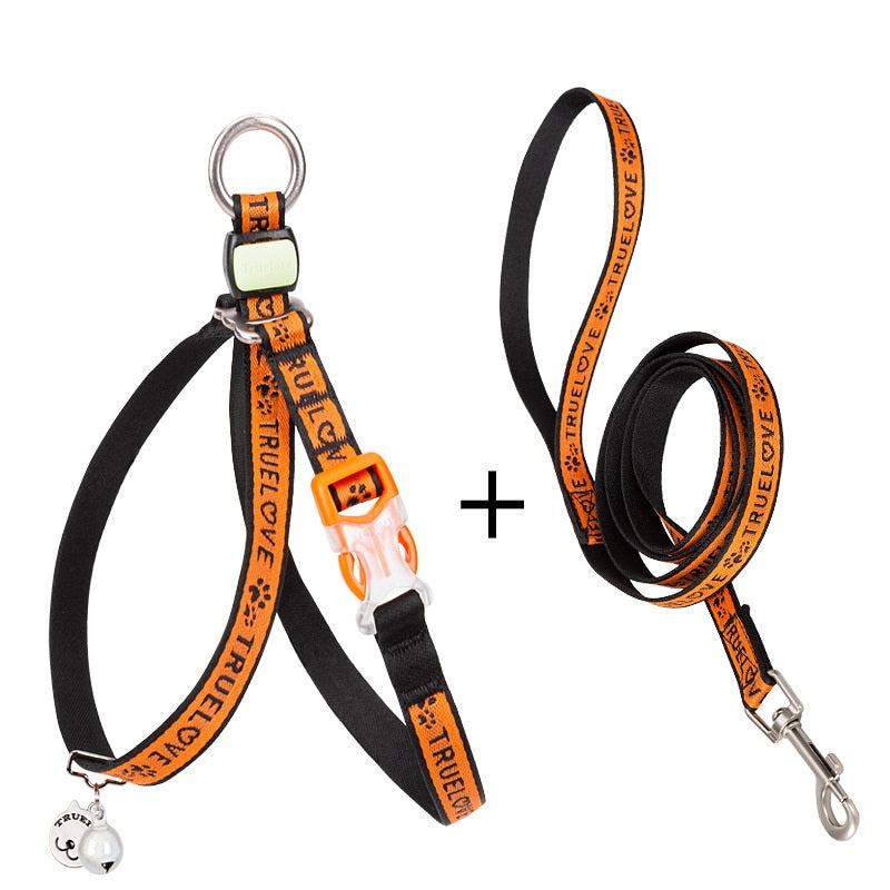 Pet Chest Strap Vest With Bell Leash Package For Small Pets