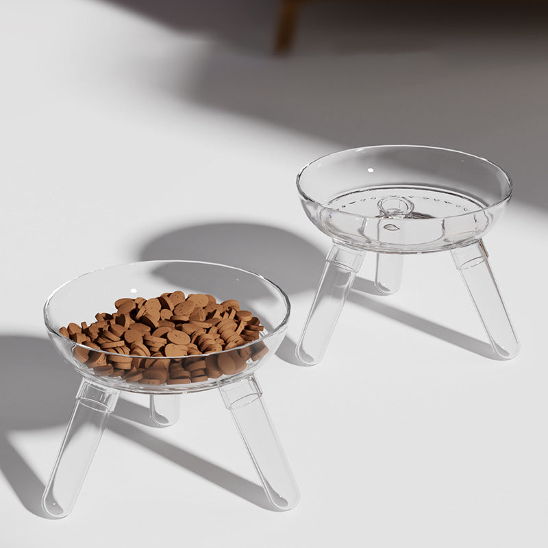 Transparent Glass Pet Feeding And Water Bowl Anti Knock Design