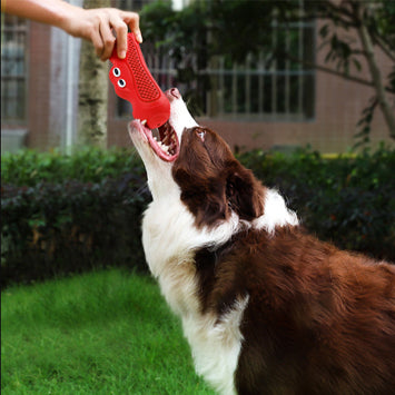 Vocal Rugby Shaped Pet Toy Natural Rubber Bite Resistant