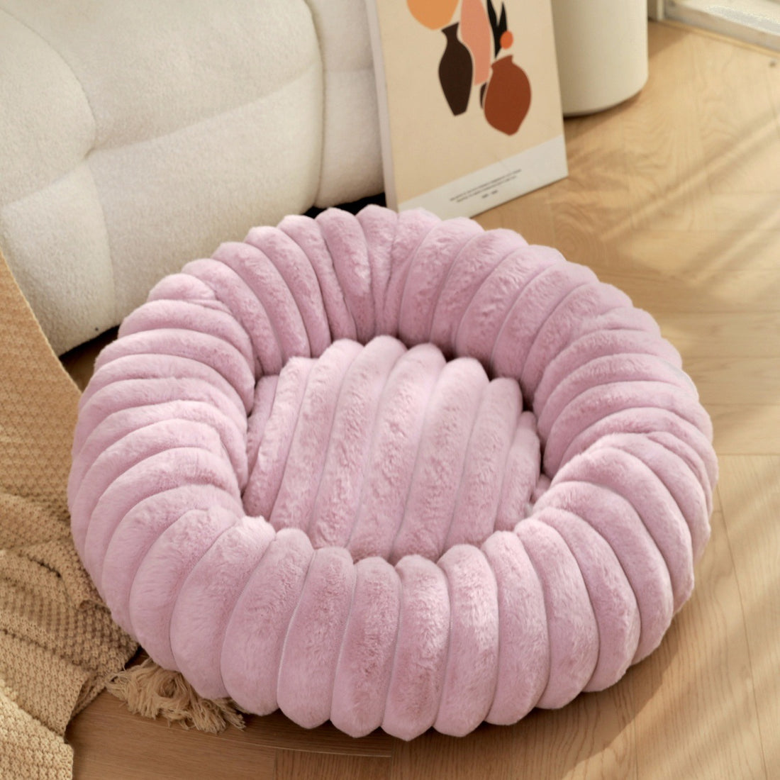 Plush Warm Round Pet Nest Bed Soft Winter Kennel