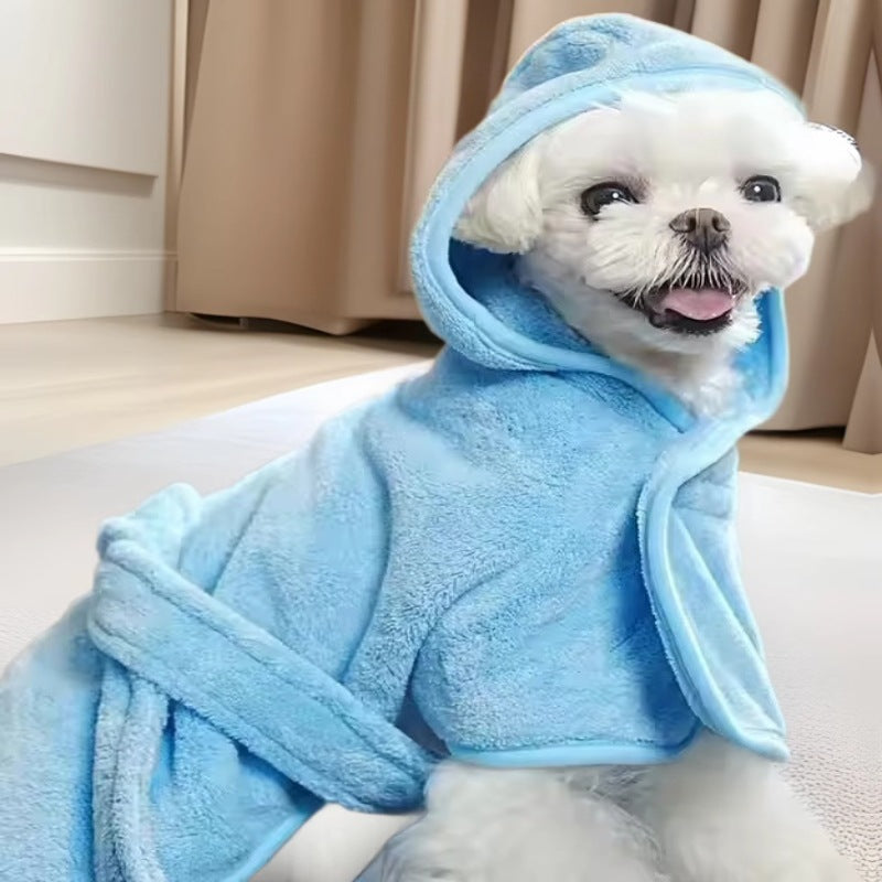Soft Coral Fleece Wearable Pet Bathrobe Towel