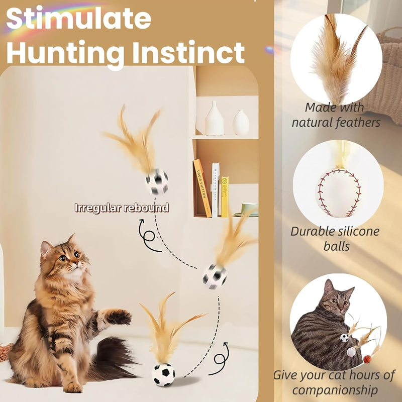 Interactive Pet Toy Balls With Feather Bouncy Design