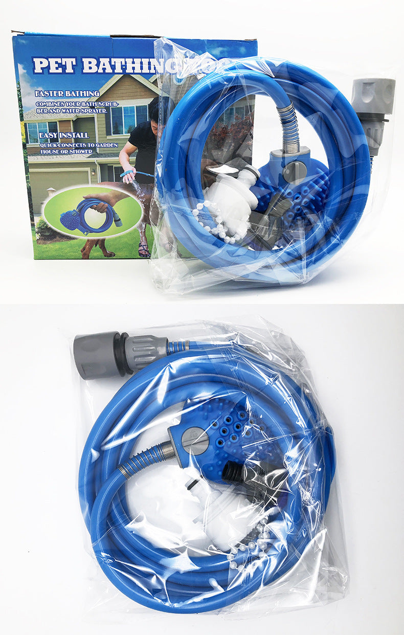 Silicone Pet Bathing Gloves With Handheld Shower Brush