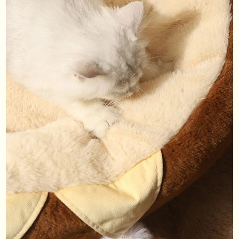 Round Soft Pet Bed Warm Deep Sleep Cushion Nest
