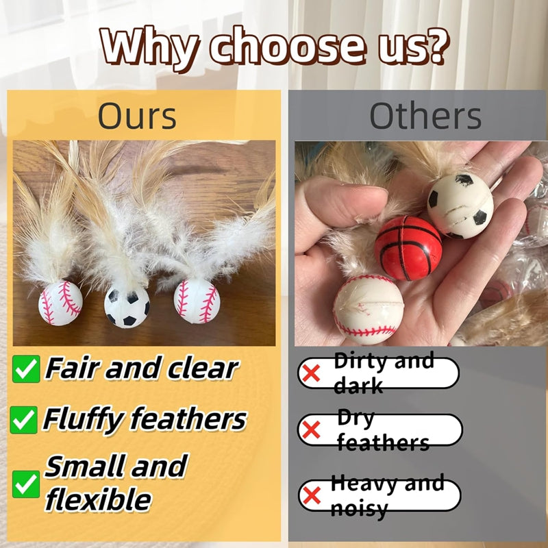 Interactive Pet Toy Balls With Feather Bouncy Design