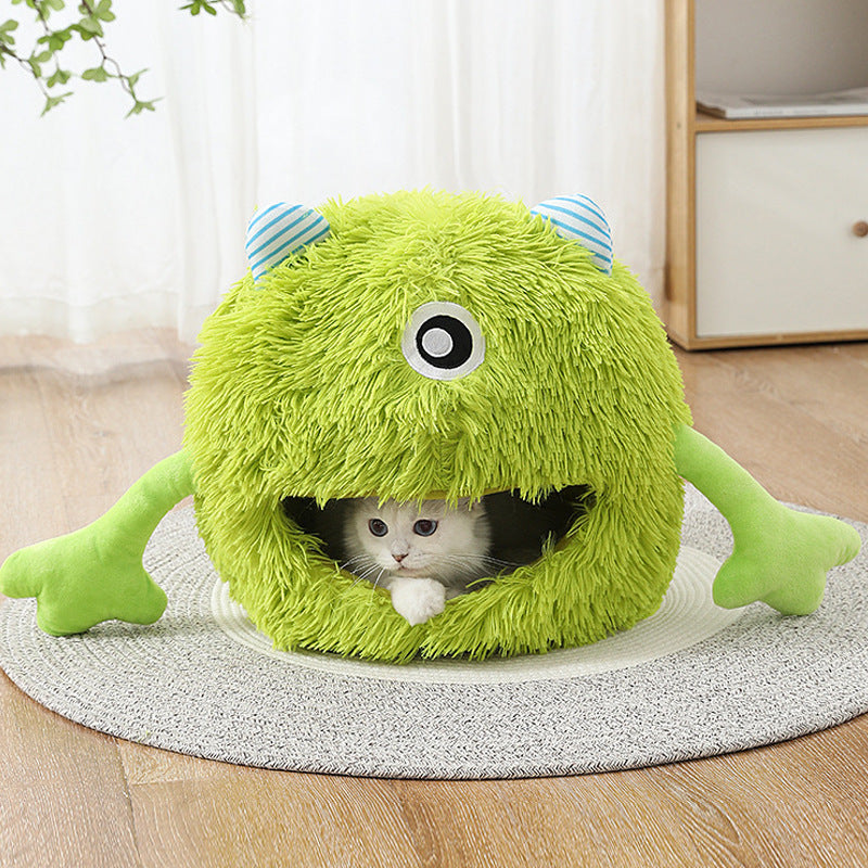 Machine Washable Fluffy Round Pet Bed Self Warming Cushion