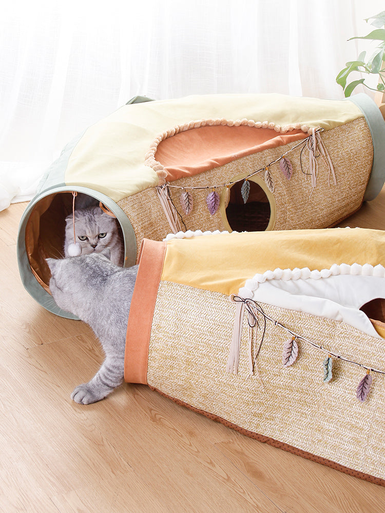 Rotating Pet Tunnel Toy With Drill Hole Design