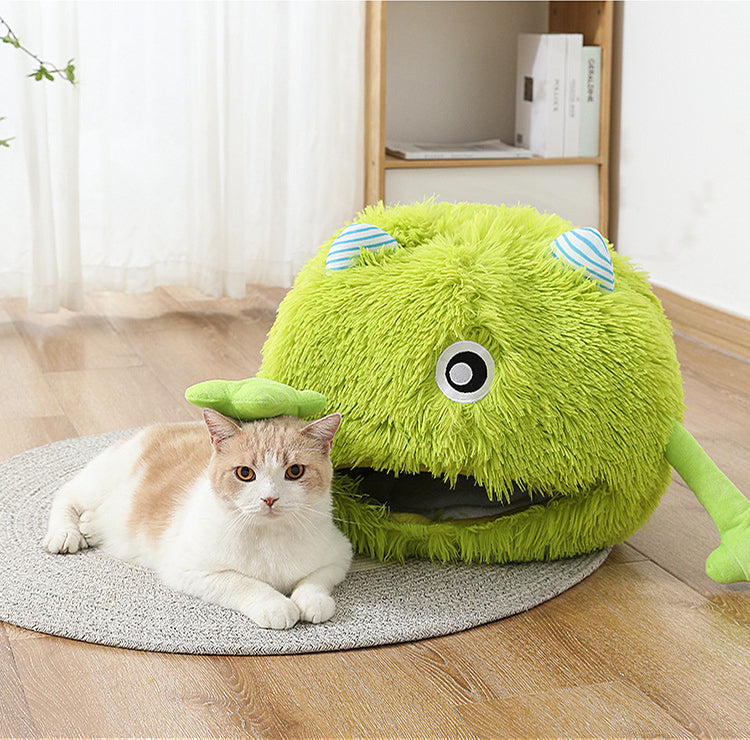 Machine Washable Fluffy Round Pet Bed Self Warming Cushion