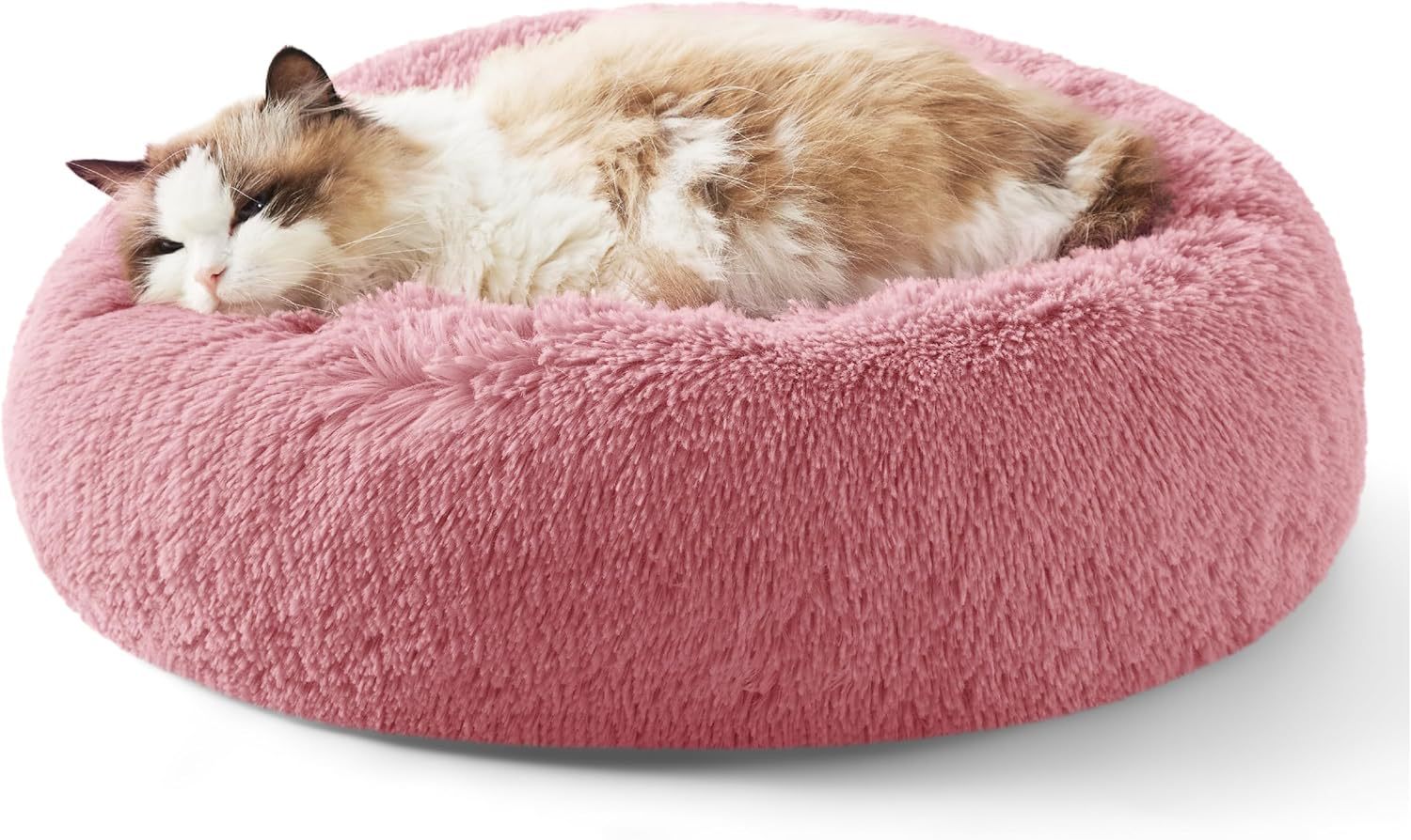 Pet Round Plush Bed Non-Slip Soft Fluffy Indoor Nest