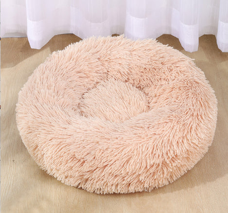 Soft Thick Cotton Plush Round Pet Bed For Comfort Sleep