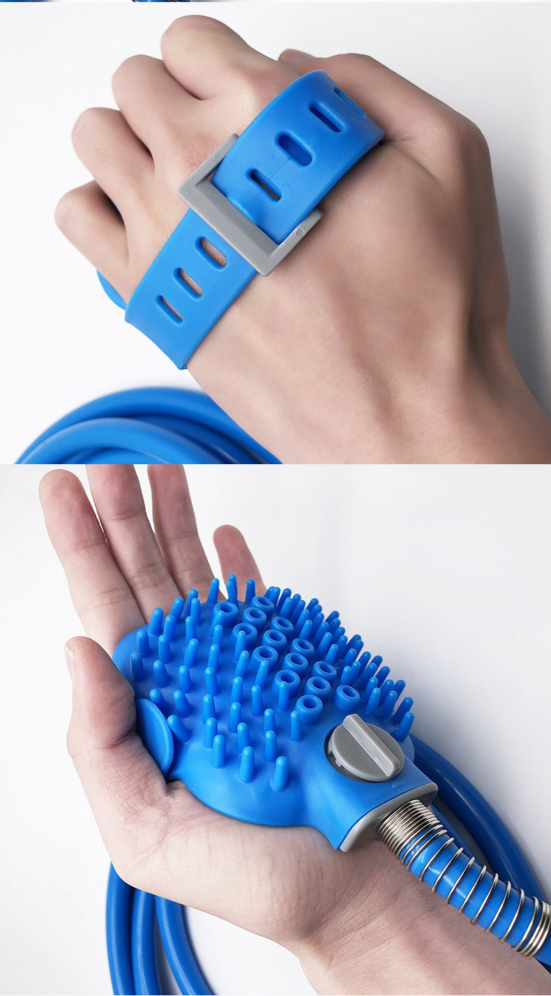 Silicone Pet Bathing Gloves With Handheld Shower Brush