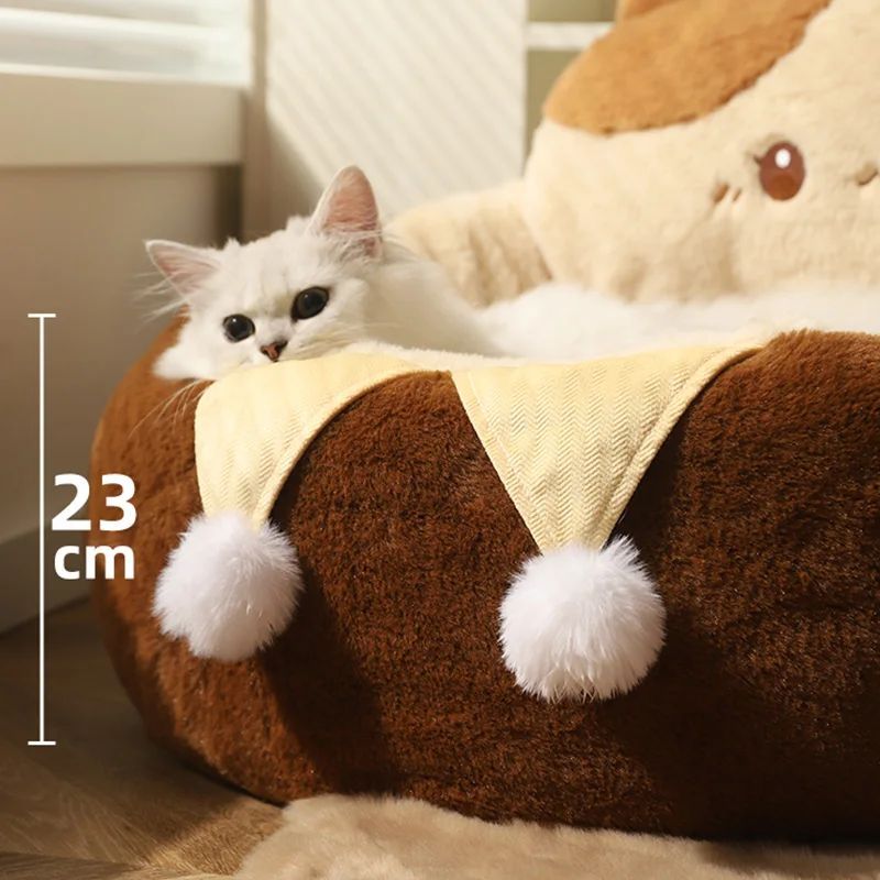 Round Soft Pet Bed Warm Deep Sleep Cushion Nest